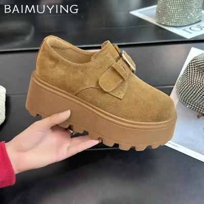 Suede Platform Women Loafers Shoes Designer Buckle High Heels Sneakers New Brand 2025 Trend Walking Winter Casual Zapatos Mujer