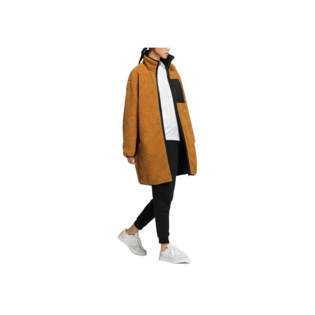 Adidas Neo Colorblock Logo Print Stand Collar Cotton Jacket Women Outerwear Brown HN2448