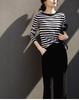 Women's Blue & White Striped Knit Pullover - Spring 2026 Collection