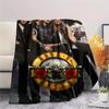 1Pc Guns&Roses Print Flannel Blanket, High quality Comfortable for All Seasons, Home Decor, Warmth and Comfort, Perfect for Gifts