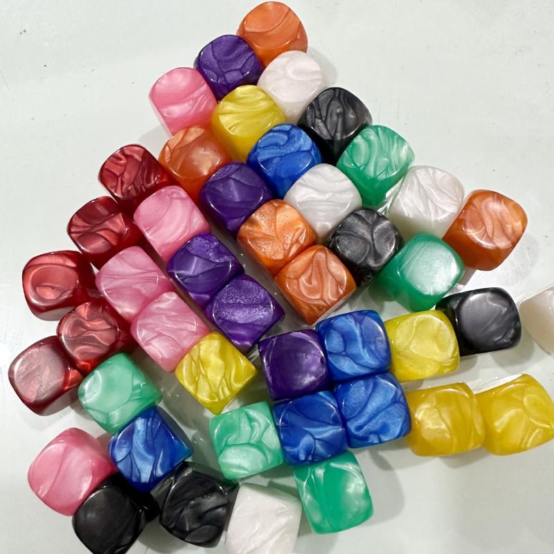 10pcs Pearl Textured Round Blank Dice Smooth Game Props for Camping Trip Travel Portable Board Game Accessories