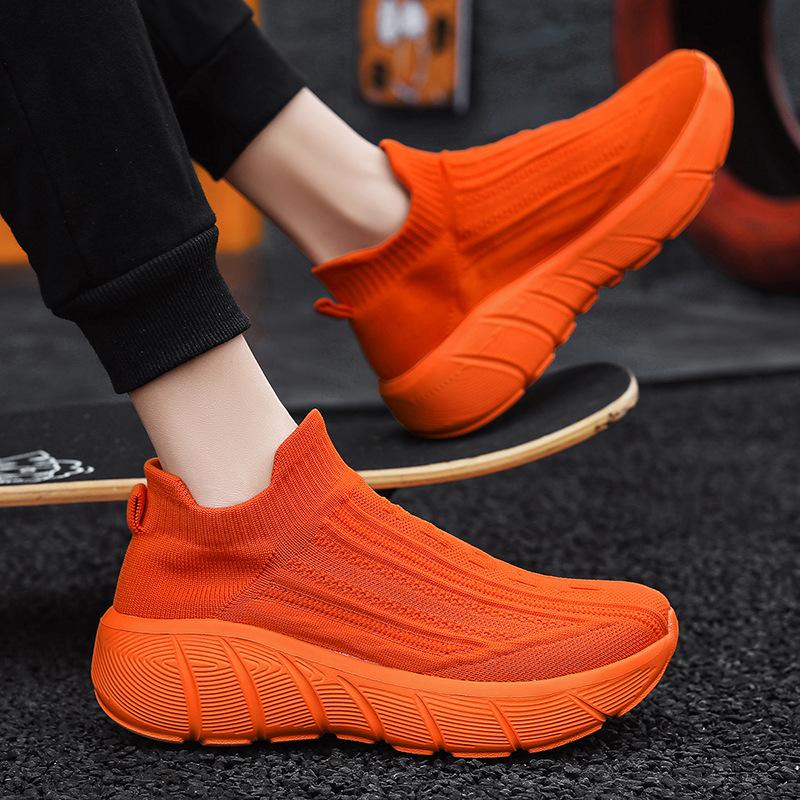 Sports and leisure shoes popcorn soft sole fly-woven ultra-light low-top socks shoes women's running shoes marathon men's shoes