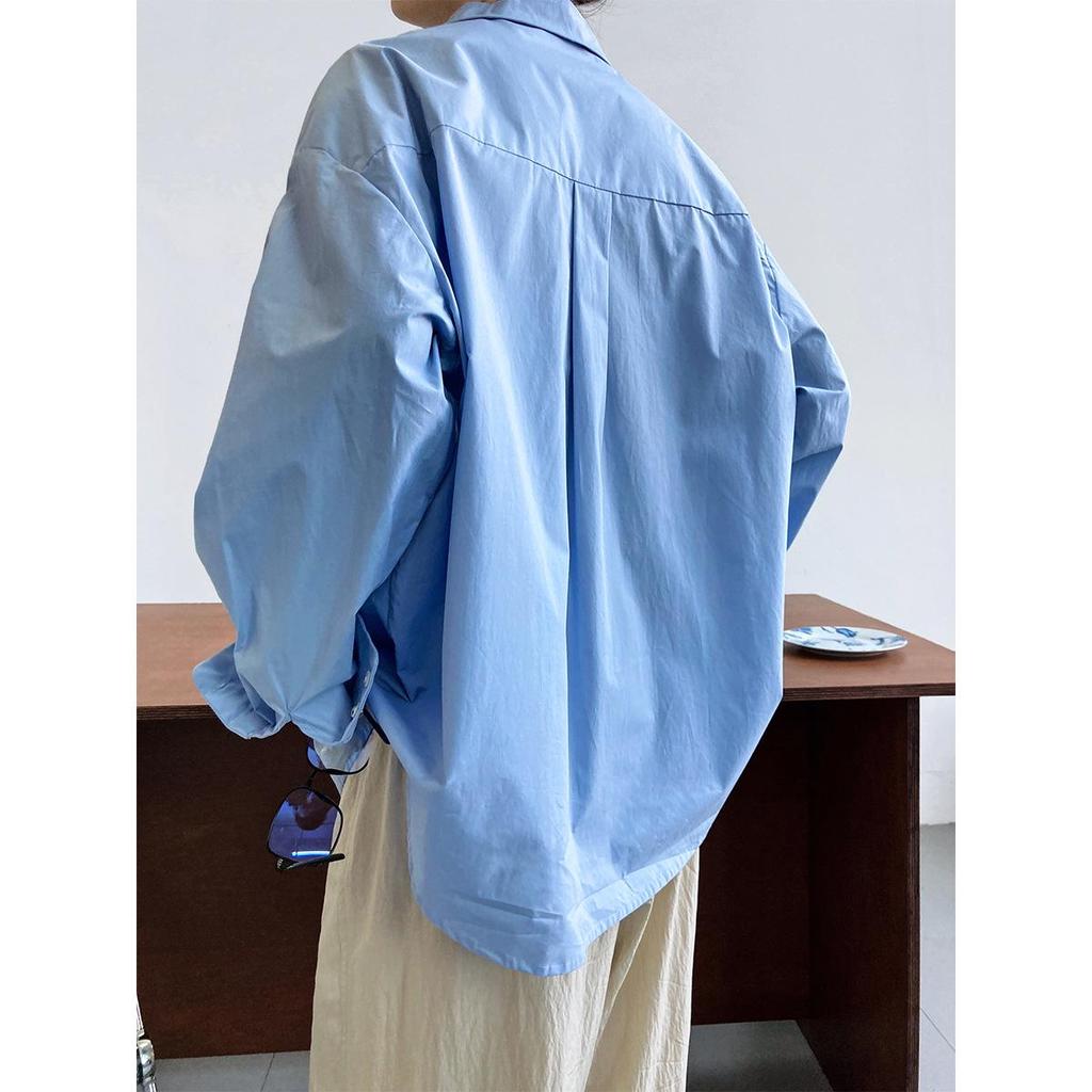 LUXI Women's Autumn Casual Solid Color Loose Silhouette Layering Shirt