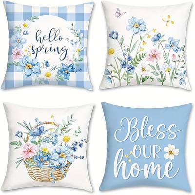 Frühlingsblumen Rustikaler Stil KissenbezugSchlafzimmer Wohnzimmer Sofa Heimdekor Polyester Kissenbezug mit Reißverschluss