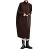 Plus Size Women's High Neck Slimming Casual Long Sleeve Mid-Length Dress In Coffee Color