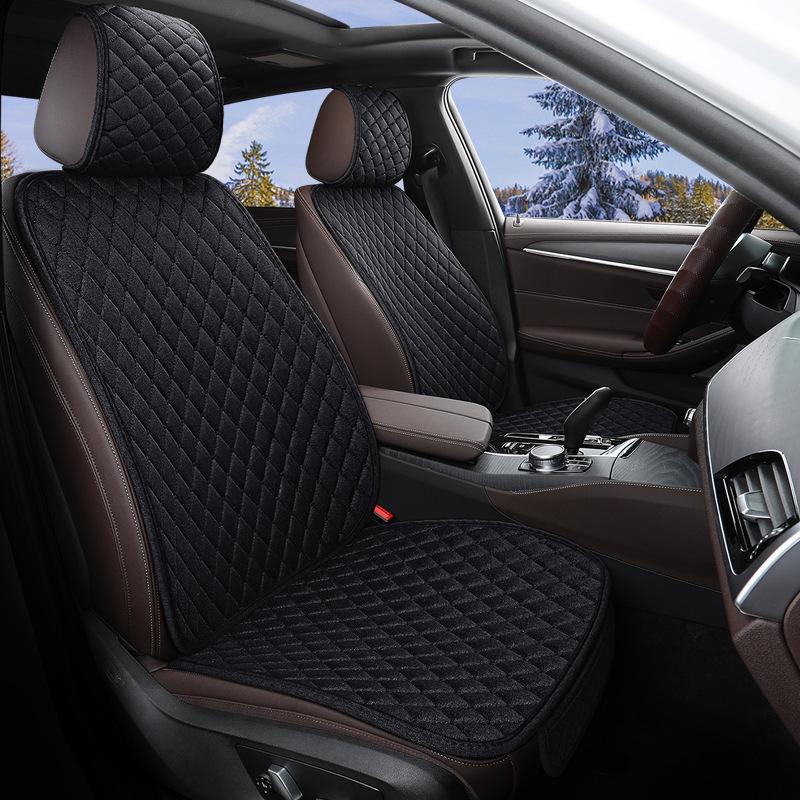 Breathable Linen Car Seat Cushion Set - Four Seasons, Small Waist, Half-Wrapped, 7-Piece