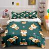 Shiba Inu Dog Pattern Print Bedding Duvet Cover Set  (1*Duvet Cover 2*Pillowcases, Without Duvet Insert)