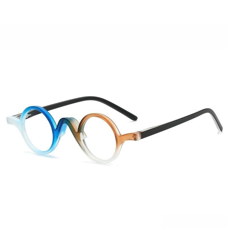 Female Designer's Gradient Color Round Reading Glasses Wavy Nose Bridge Blue Light Protection Presbyopia Glasses for Women Men