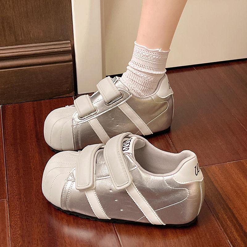 Velcro Ugly Cute Shell Head German Training Bread Shoes Women's New Versatile Inner Height Increase Casual Sports Small Board Shoes