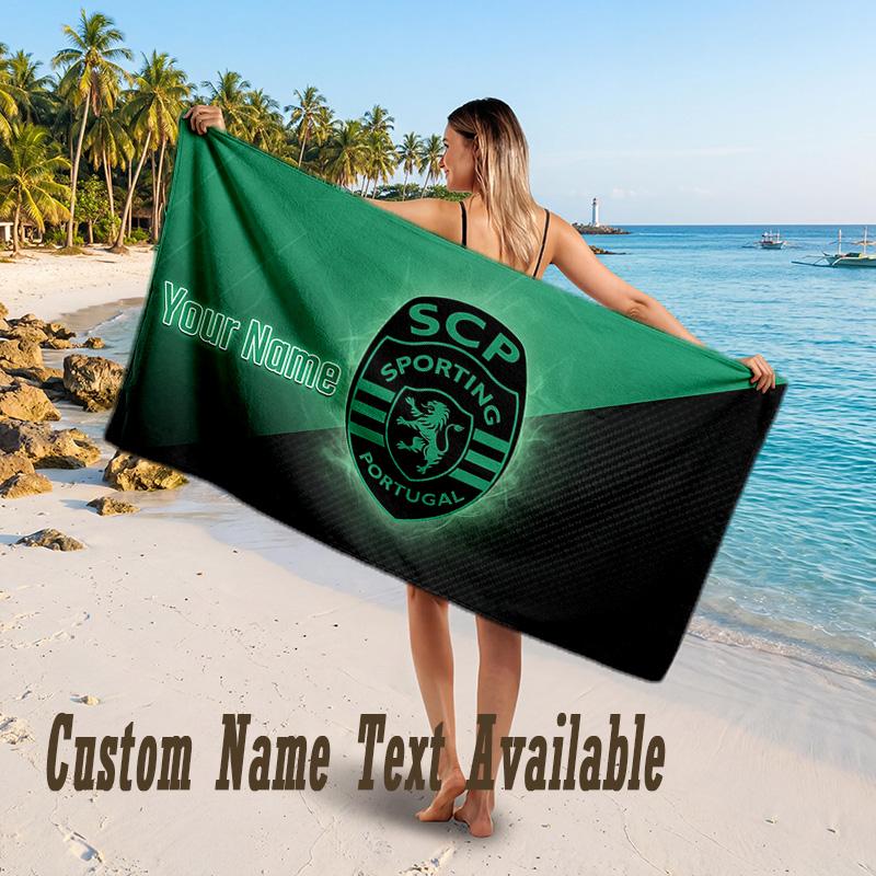 Sporting CP Design Beach Towel Custom Text Large Towel for Beach Vacation