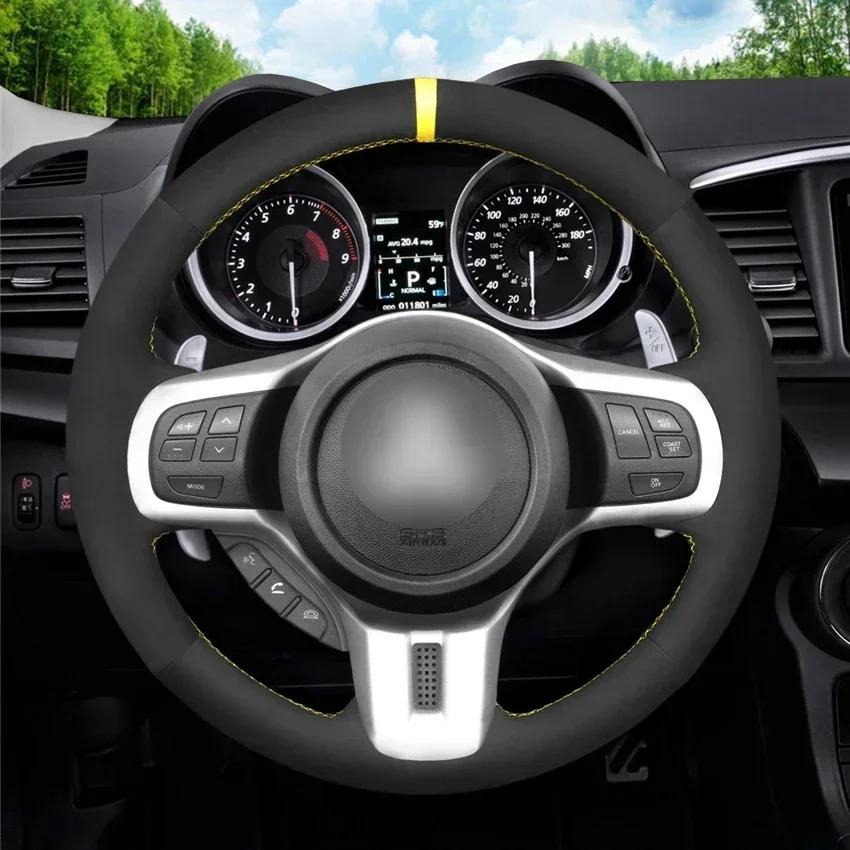 Black Artifcial Carbon Fiber Leather Car Steering Wheel Cover for Mitsubishi Lancer 10 EVO Evolution 2008-2014