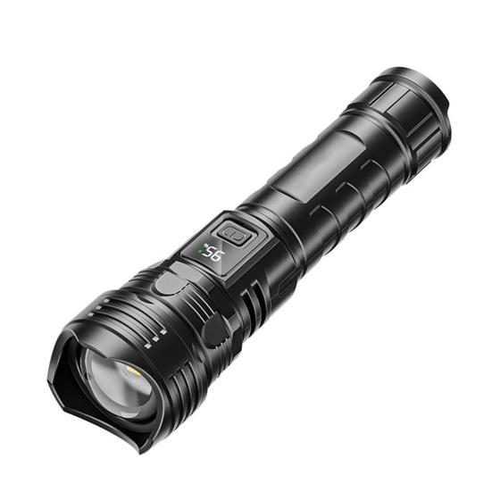 High-brightness LED Flashlight Digital Display Waterproof Rechargeable Flashlight Energy-saving LED Torch for Outdoor Camping Patrol