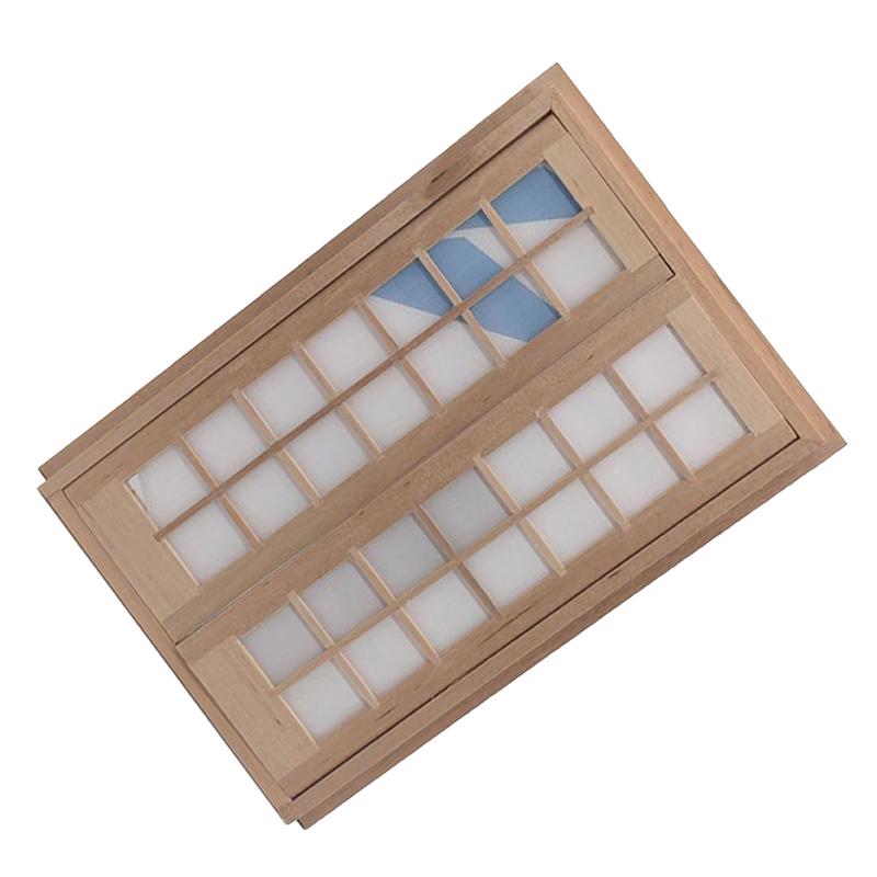 1Pc Dollhouse Miniature Wooden Diy 28 Lattices Double Door Model Mini Simulation Furniture Decor Toy Accessories