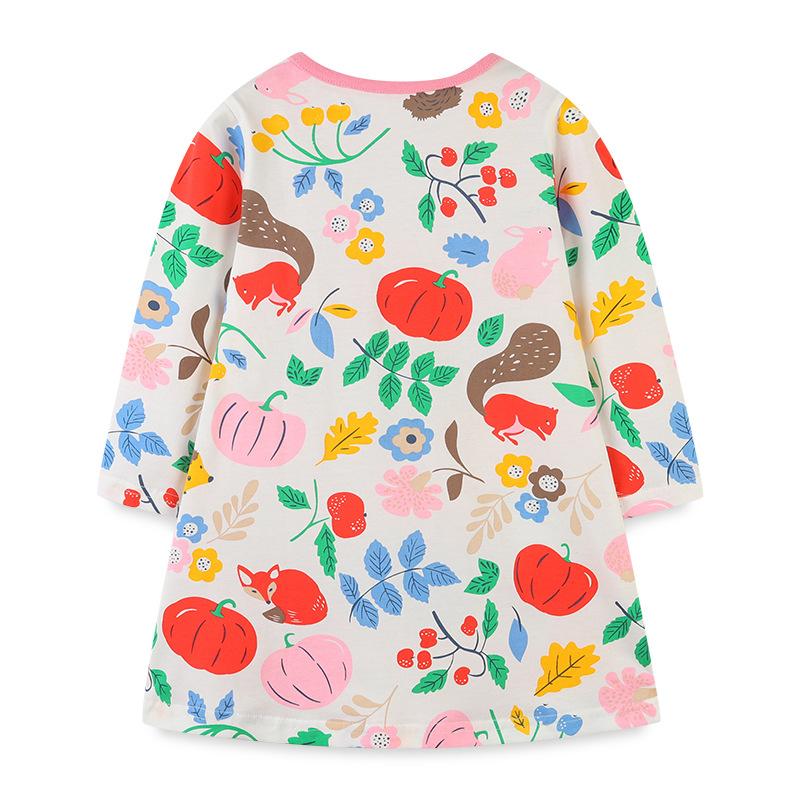 2-7Y Kinder Kleidung Mädchen Langarm Kleid Gestrickte Baumwolle Frühling Herbst Cartoon Rundhals Mädchen Prinzessin Kleider