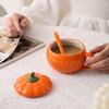 Cute Pumpkin Cup Ceramic Cup Milk Soup Breakfast Cup Novelty Personalized Cartoon Cup With Lid