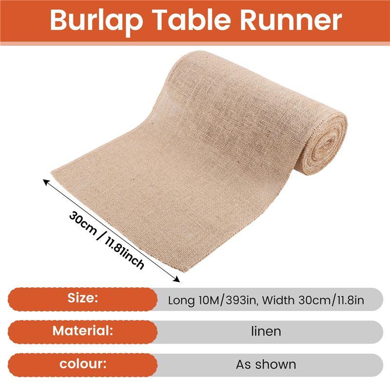M-Modern-1 Roll Burlap Table Runner 30Cm Width 10M Long Burlap Fabric Roll Farmhouse Table Runners Country Wedding Decoration