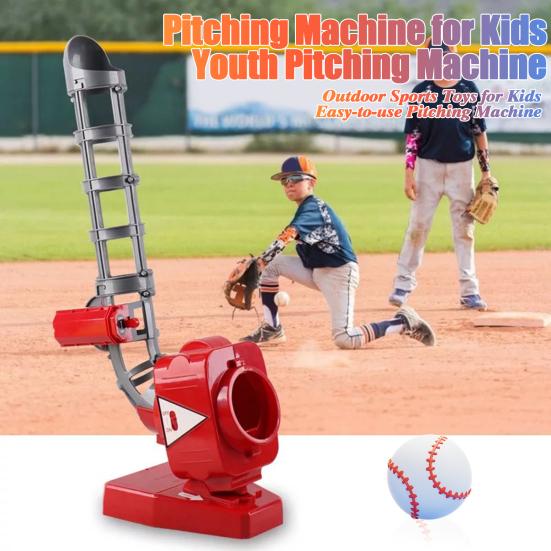 Kids Auto Baseball Pitching Machine Set Adjustable Angles Height Auto-Launch Practice Toy