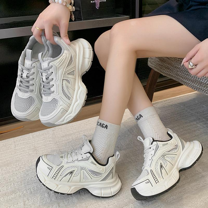 Mesh dad shoes women's summer 2025 new thin breathable thick-soled versatile height-increasing lightweight casual sports shoes