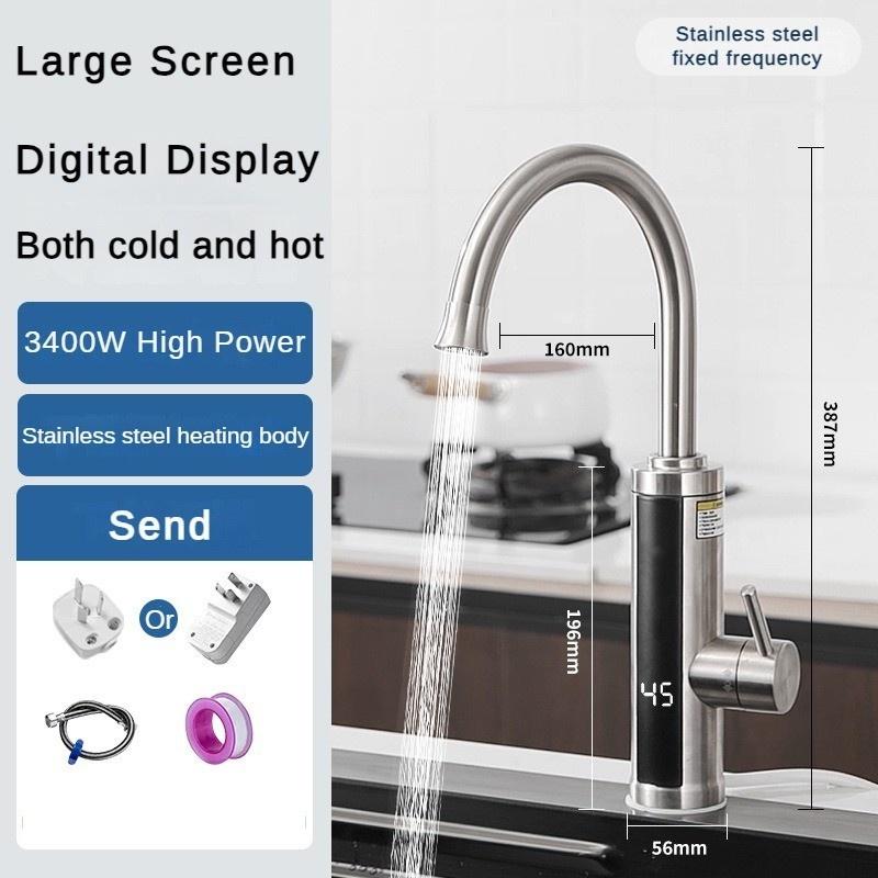 3400W LED Temperature Display Screen Hot and Stainless Steel Intelligent Variable Frequency and Temperature Regulating Faucet Cold Dual-purpose Faucet