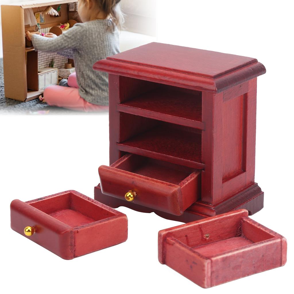 Dollhouse Bedside Table 1/12 Scale Wooden Night Stand Dolls House Furniture Kids Toys