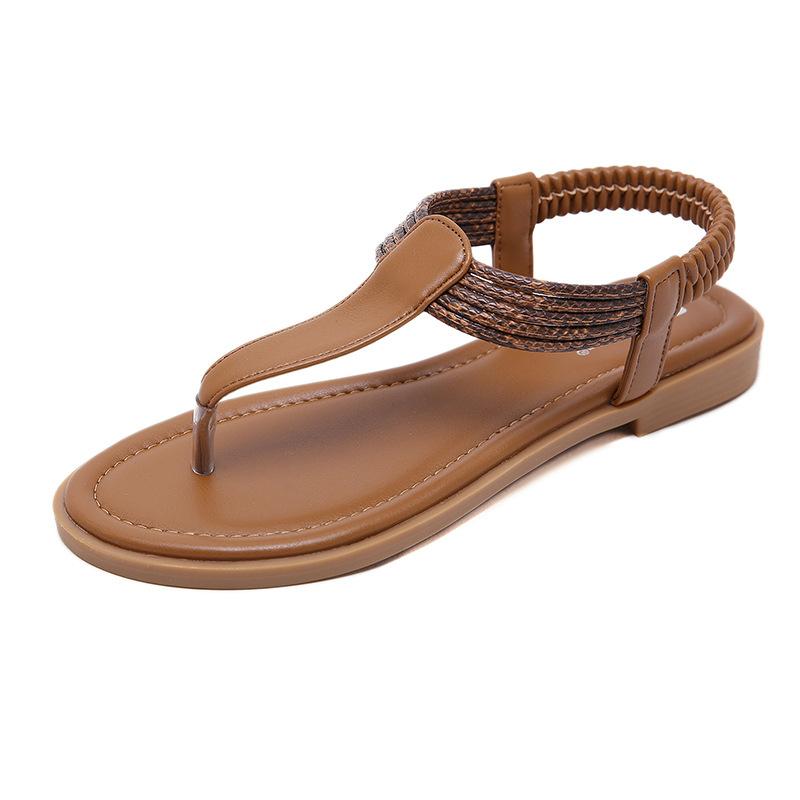 Fashion European And American Summer Sandals Comfortable Breathable And Fashionable Commuting Casual Flat Shoes One-Liner Elastic Band
