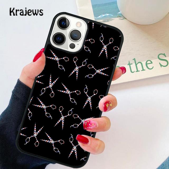 Měkký kryt na telefon s motivem holičských nůžek pro iPhone 14 XR X XS Max 5S 6S 7 8 Plus SE 2020 11 12 13 Pro Max Mini