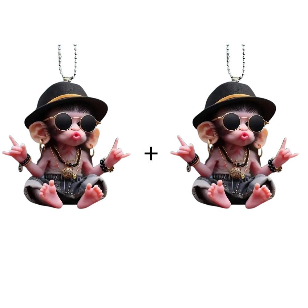 Acrylic 2D pendant cartoon cat/monkey Car interior Ordinary Key tool Rearview mirror decoration Backpack pendant car decoration