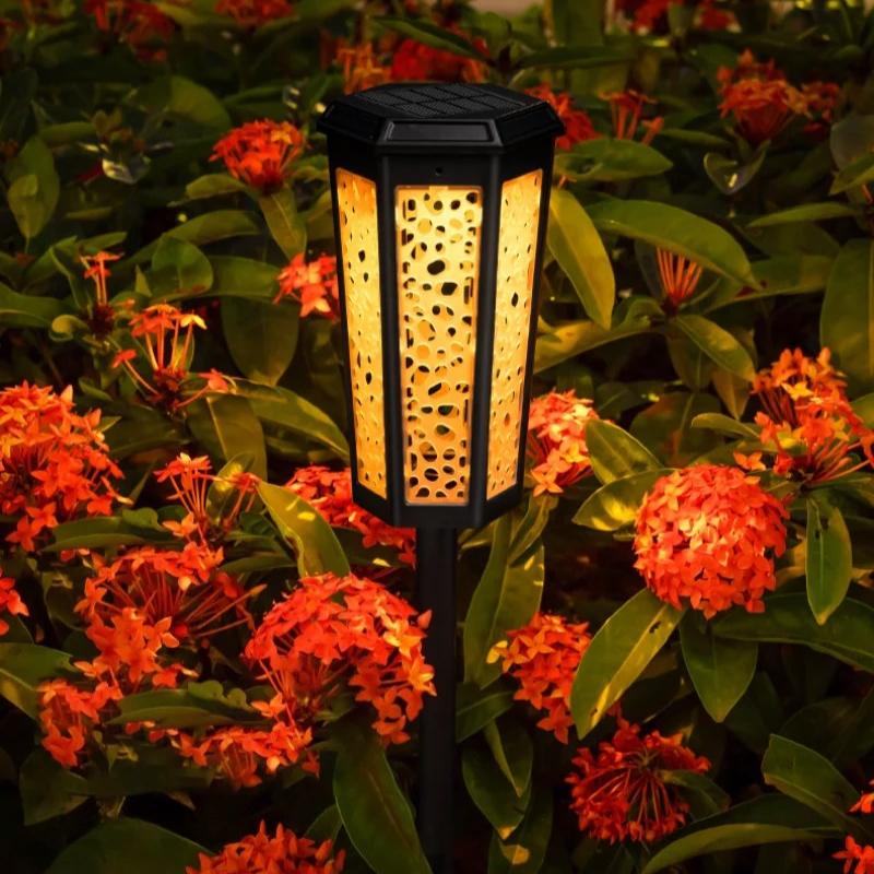 Solar Powered Pathway Landscape Lights Outdoor Waterproof Dusk to Dawn 2 Modes Warm White & White Modern Garden Lights for Path Yard Walkway Driveway