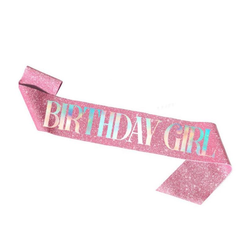 Birthday Sparkly Crown Girl Rhinestone Headband Belt Queen Etiquette with Birthday Decorating Party Supplies Estuche Alpicool