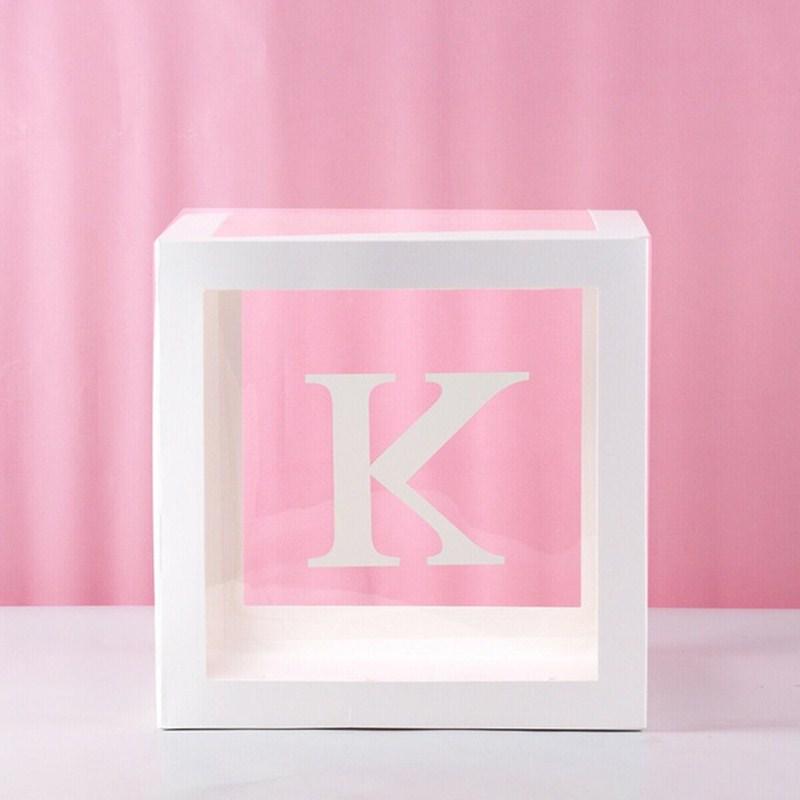Clear Balloon Box with 26 White Letters for Birthday Party and Baby's First Birthday Decoration