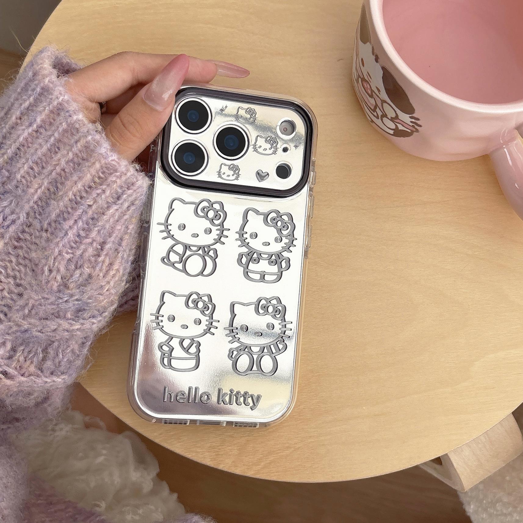 Electroplated Cute Cartoon Cat iPhone Case for iPhone 17/16 Pro Max/15/14 iPhone 16