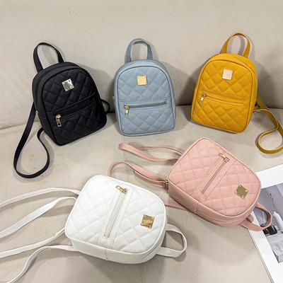Diamond Lattice Embroidered Small Backpack Korean Small Schoolbag Women's Backpack