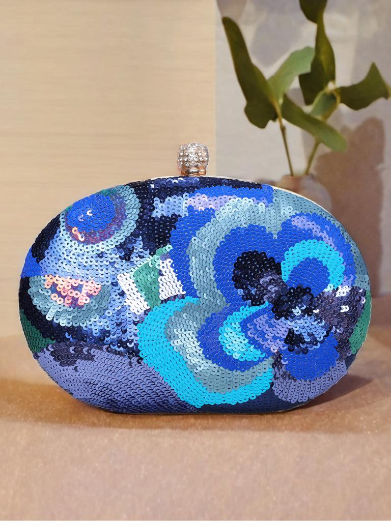 Piccola Pochette Floreale con Paillettes Fatta a Mano per Donna Borsa a Tracolla con Catena Borsa a Tracolla con Ciondolo Borse da Sera Femminili