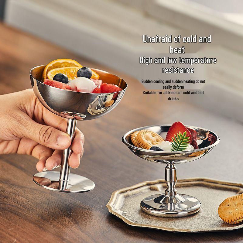 Dessertskål i rostfritt stål Glassbägare Bar Vinglas