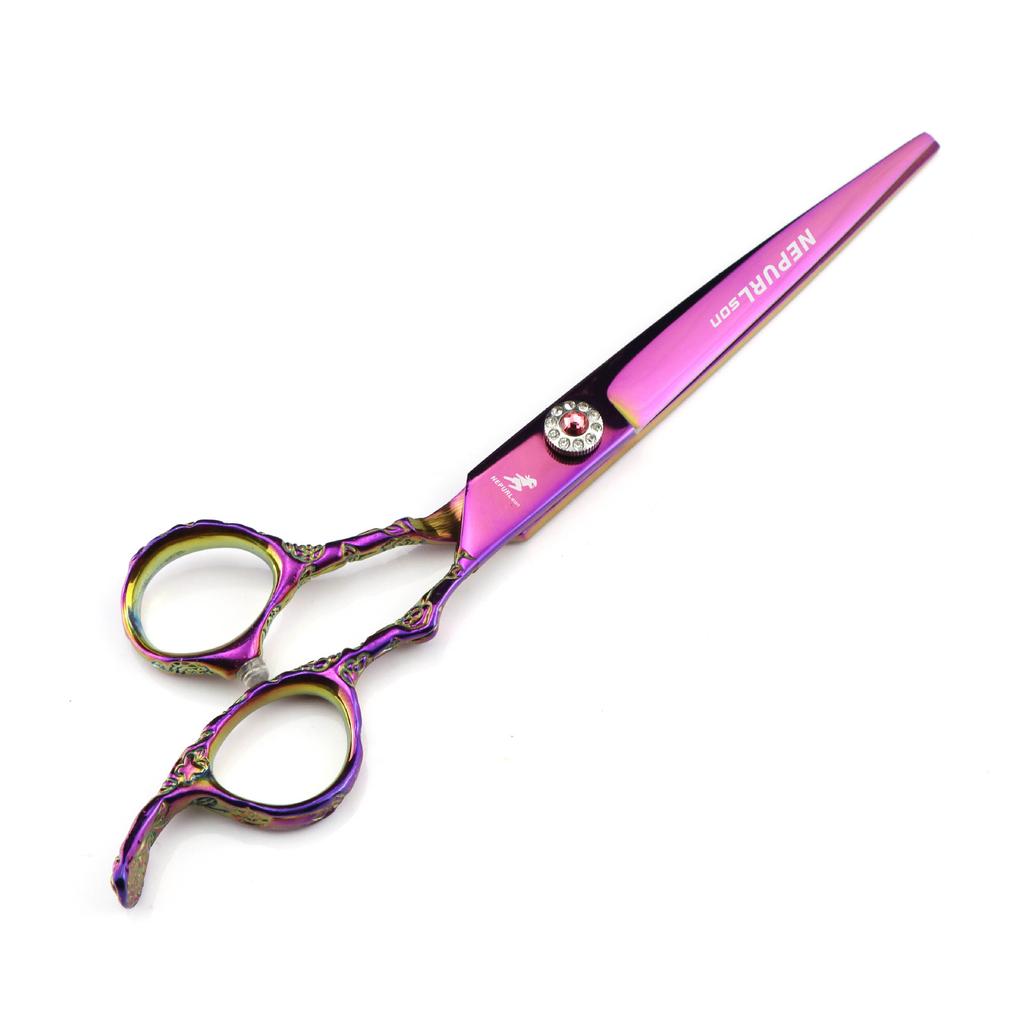 7.0 Inch, Pink, Plum Blossom Handle Personalized, Hair Scissors, Pet Scissors