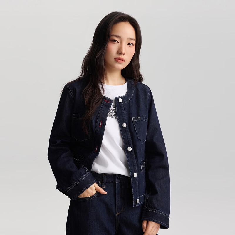Lee Women's 2026 Spring Collarless Light Wash Short Denim Jacket
