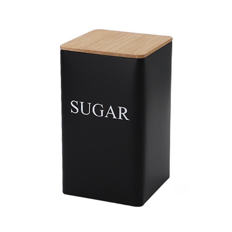 

Жестяная коробка с бамбуковой крышкой для сахара, чая и кофе - Упаковка с герметичной застежкой в простом стиле