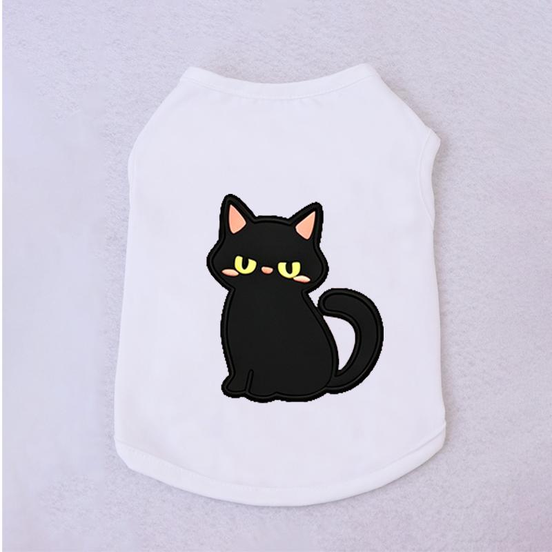 Halloween Pet Vest Cute Black Cat Cartoon Print Sleeveless Shirt Soft Breathable Costume For Kitten Puppy Party Daily Outfit