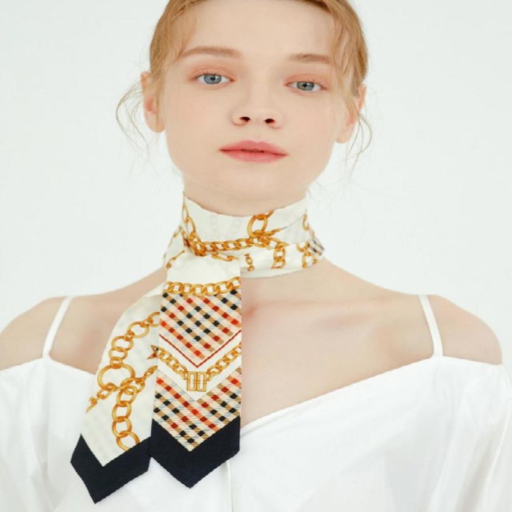 Daks Beige Check Chain Print Scarf Dcsc2e821i2 Single option