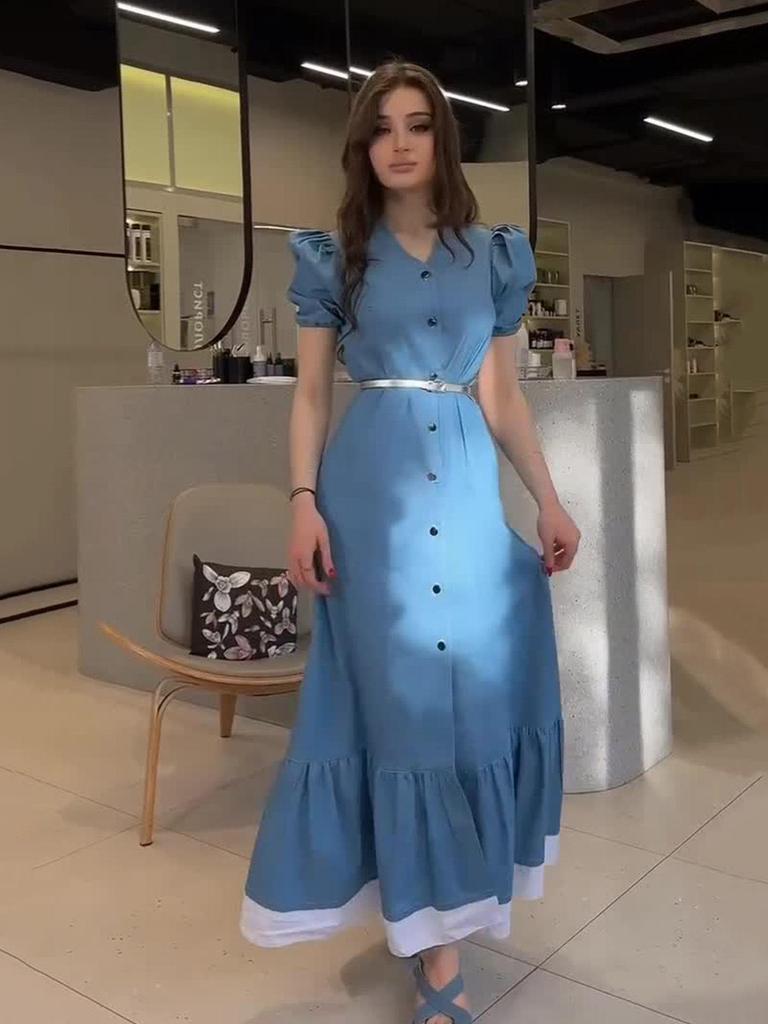 2024 Letní Evropsko-americké Zeštíhlující Krajkové Šaty s Knoflíky v Pase