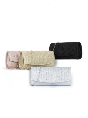 Pochette da Sera da Donna a Righe Pieghettate Lucide - Opzioni a Mano e a Spalla per Cene