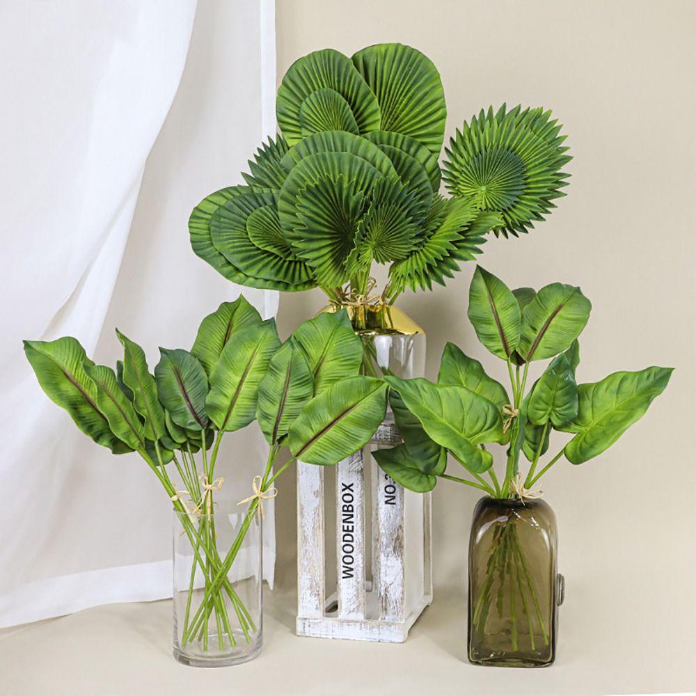 3PCS Green Artificial Palm Leaves Acesorries Water Chestnut Leaves Simulation Leaf Photo Props Heavenly Bird Leaf
