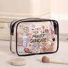 Transparent PVC Makeup Bag Waterproof Travel Toiletry Bag with Floral Print Large Capacity Cosmetic Organizer Bags