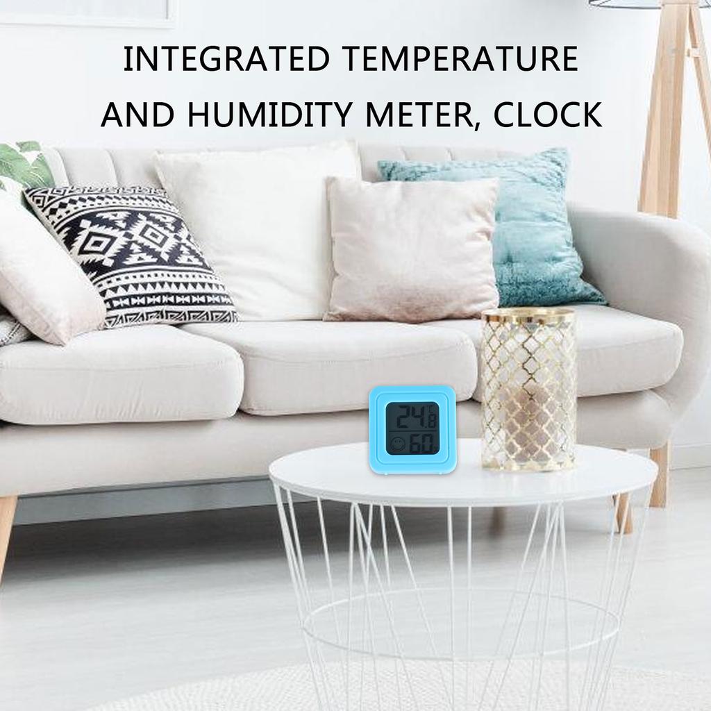 Digital Hygrometer Indoor Thermometers Fashion Multifunctional Temperature Humidity Monitors with Clock for Home Car Use