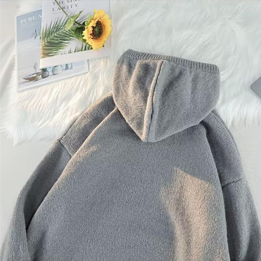 Pulover cu glugă pentru bărbați Toamnă/iarnă Stil vintage lejer Versatil Top tricotat Trendy Stil colegial Pulover îmbrăcăminte casual