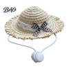 Summer Pet Sun Hat Cat Straw Hat, with Lace And Bow, Costume Accessories Cute Protection for Cats Small Dogs Outdoor Walks Pets