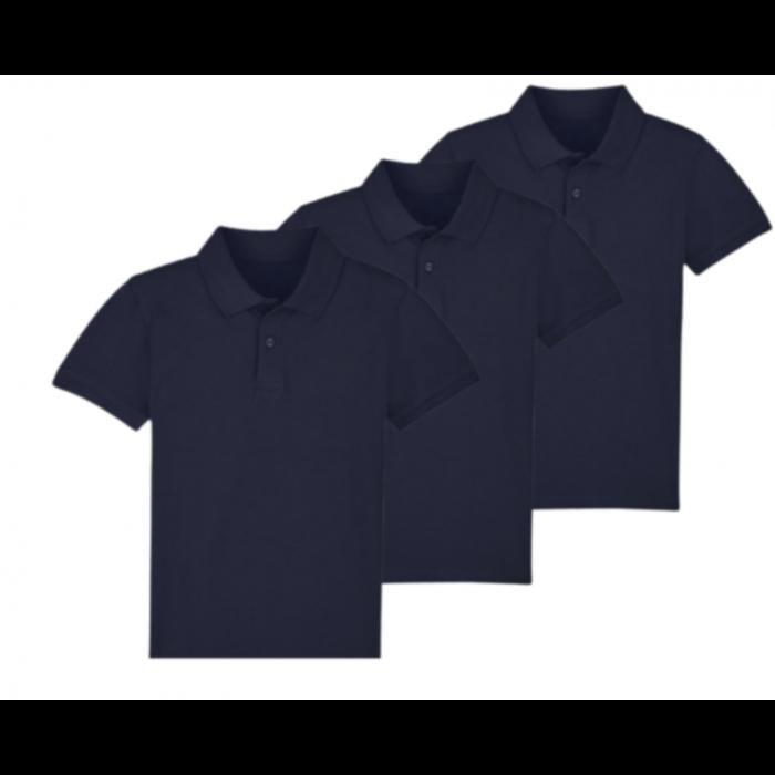 Polo enfant manches courtes en piqué de coton bleu marine ( lot 3 ) - - Bleu