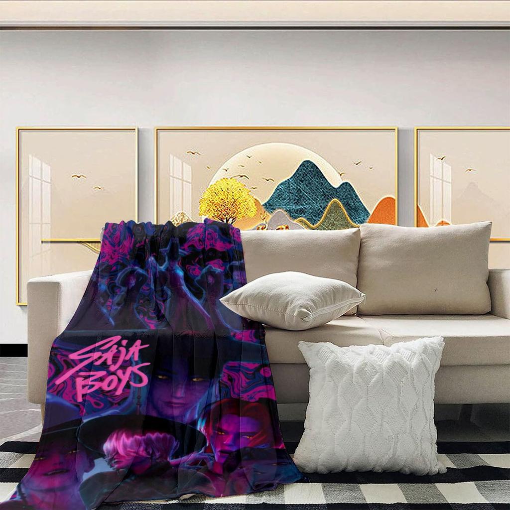 This Cozy Blanket Features A  And  Print Inspired By  Witcher Girls, Showcasing The Characters In Action.
