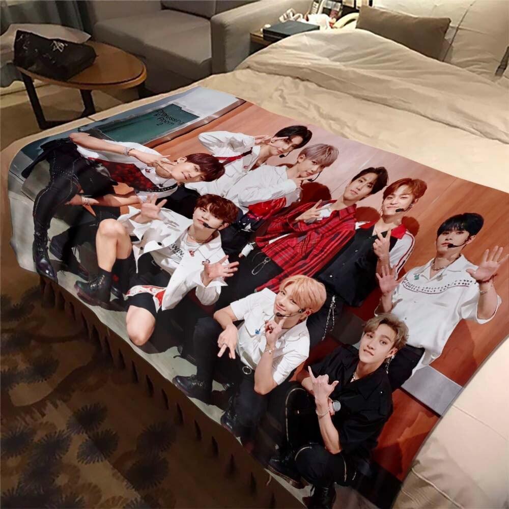 Stray Kids Blanket Soft Sofa Cover Kpop Singer Throw Blanket Flannel Blanket Lightweight Warm Bed Blankets for Bedroom Couch