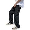 Calças de carga masculina estilo hip hop multi bolsos perna larga solta cor sólida meados cintura perna reta macio respirável streetwear calças compridas